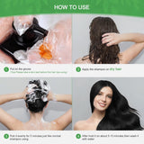 Instant Black Hair Shampoo, Natural Hair Dye Shampoo, 100 % gråt dæksel - nemt og hurtigt, semi-permanent farve til sort hår, hårfarve shampoo til mænd og kvinder Hårfarve Naty Shop