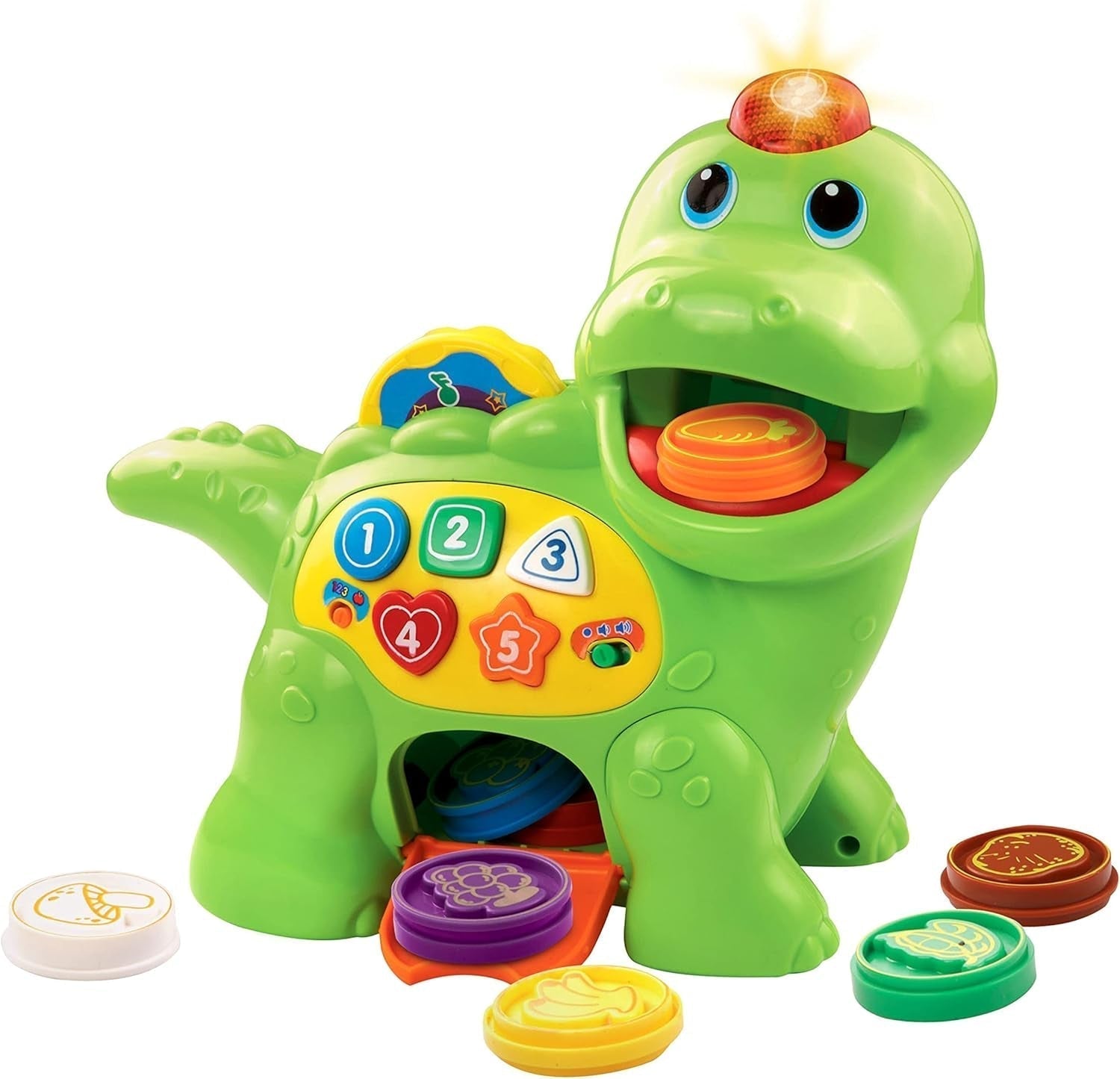 Vtech Baby Feed Me Dino - Fodring og læring Talende dinosaur med sange, knapper og spørgsmålsspil - I 12-36 måneder Babylegetøj Naty Shop Single