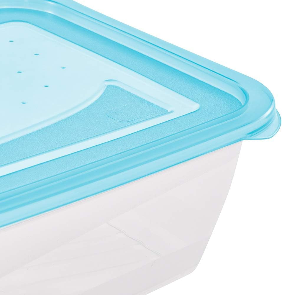 Kekeeper sæt med 3 madopbevaringsglas, 3 x 1,25 l, 20,5 x 15,5 x 6,5 cm, Fredo Fresh, gennemsigtig blå Madopbevaringsbokse Naty Shop