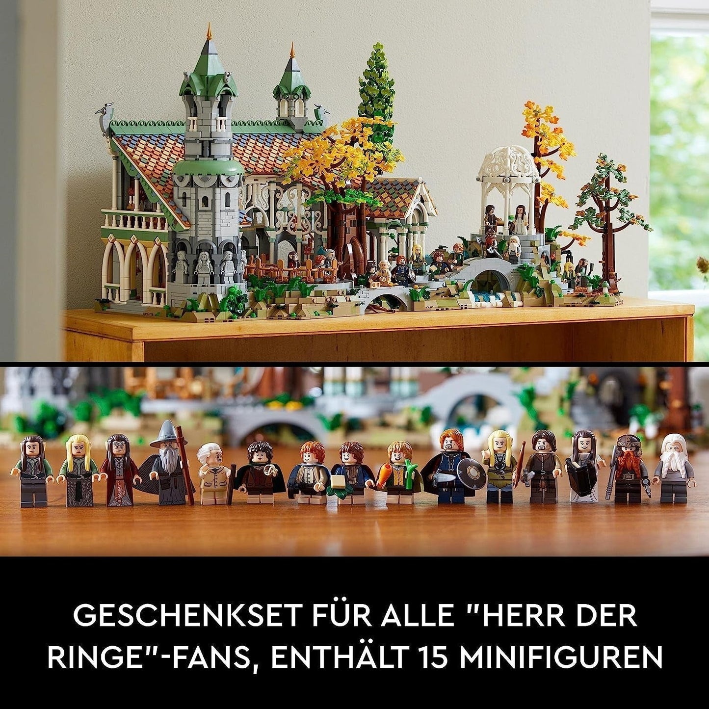 LEGO Icons Ringenes Herre: Rivendell - Voksensamling og udstillingssæt med 15 unikke minifigurer inklusive Gandalf, Legolas, Aragorn og Frodo, eksklusivt på Amazon - 10316 Byggesæt Besuche den LEGO-Store
