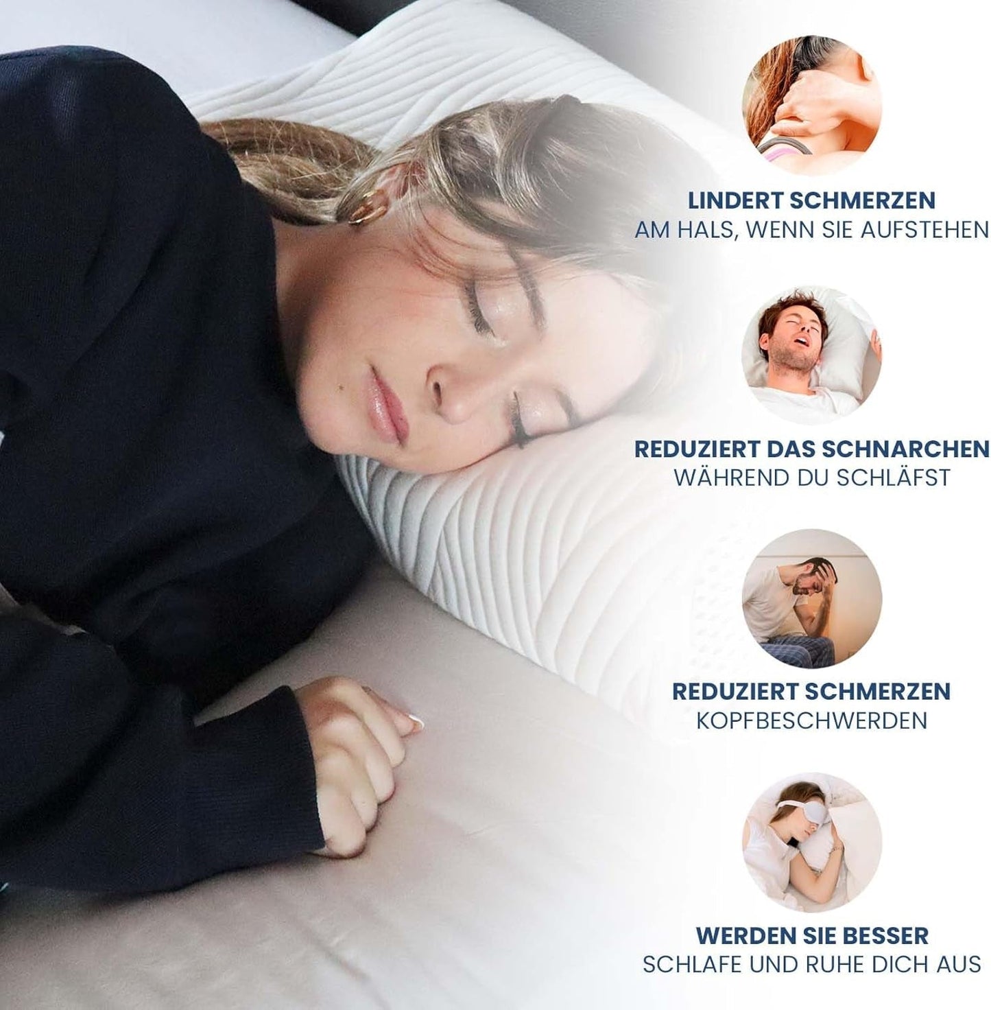 Valentia Medical Memory Foam Nakkestøttepude Ortopædisk Nakkesmertepude Memory Foam Nakkepude Ultrablødt vaskbart betræk Cervikal Ortopædiske Puder Naty Shop