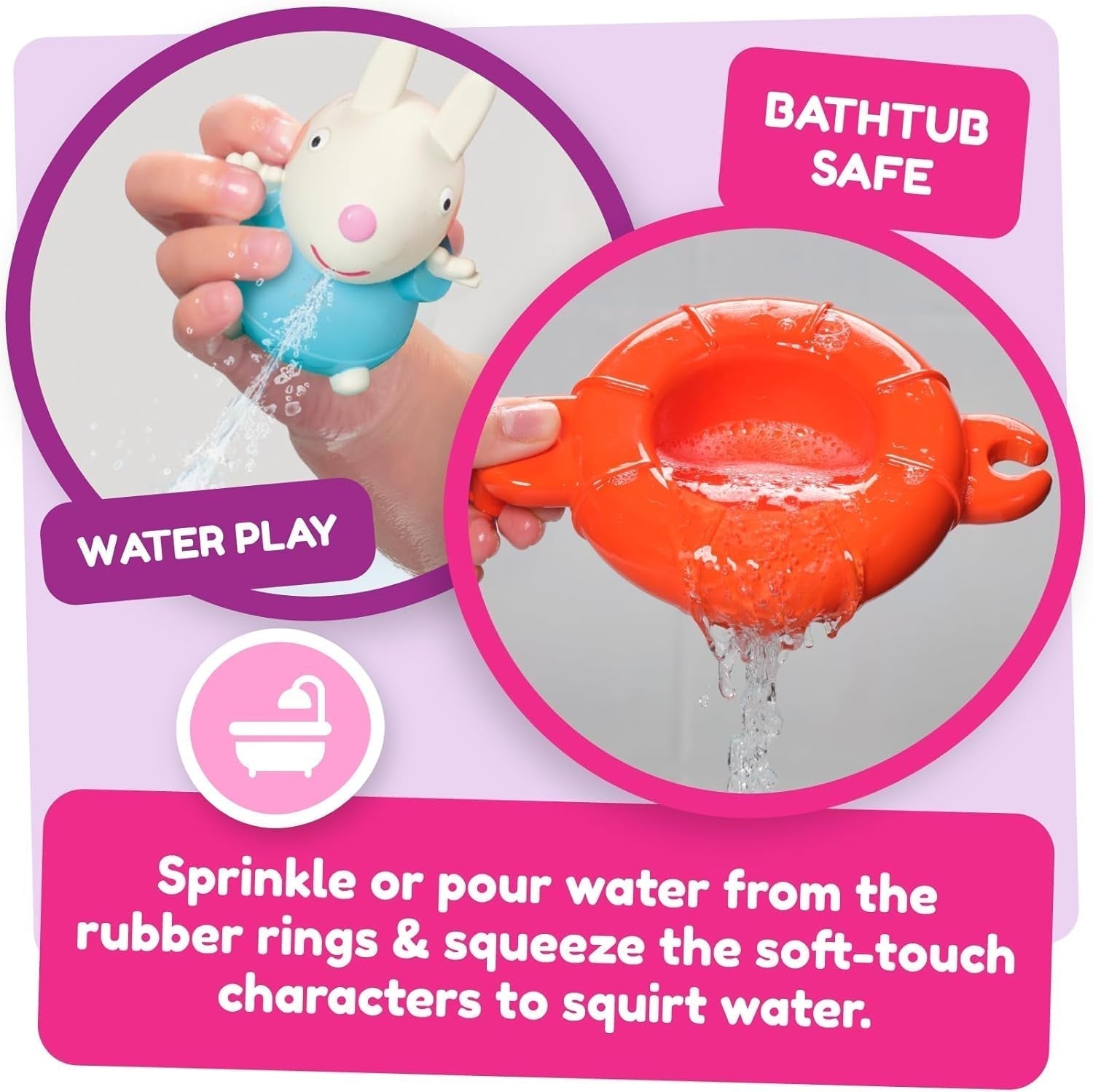 Tomy Toomies Peppa's Pool Party - 5 kopper med forbindelsesring med 5 legetøj til børn Peppa Pig & Friends Water Squirter - badelegetøj +18 måneder - Badelegetøj til børn og poollegetøj Bebe Toys Naty Shop