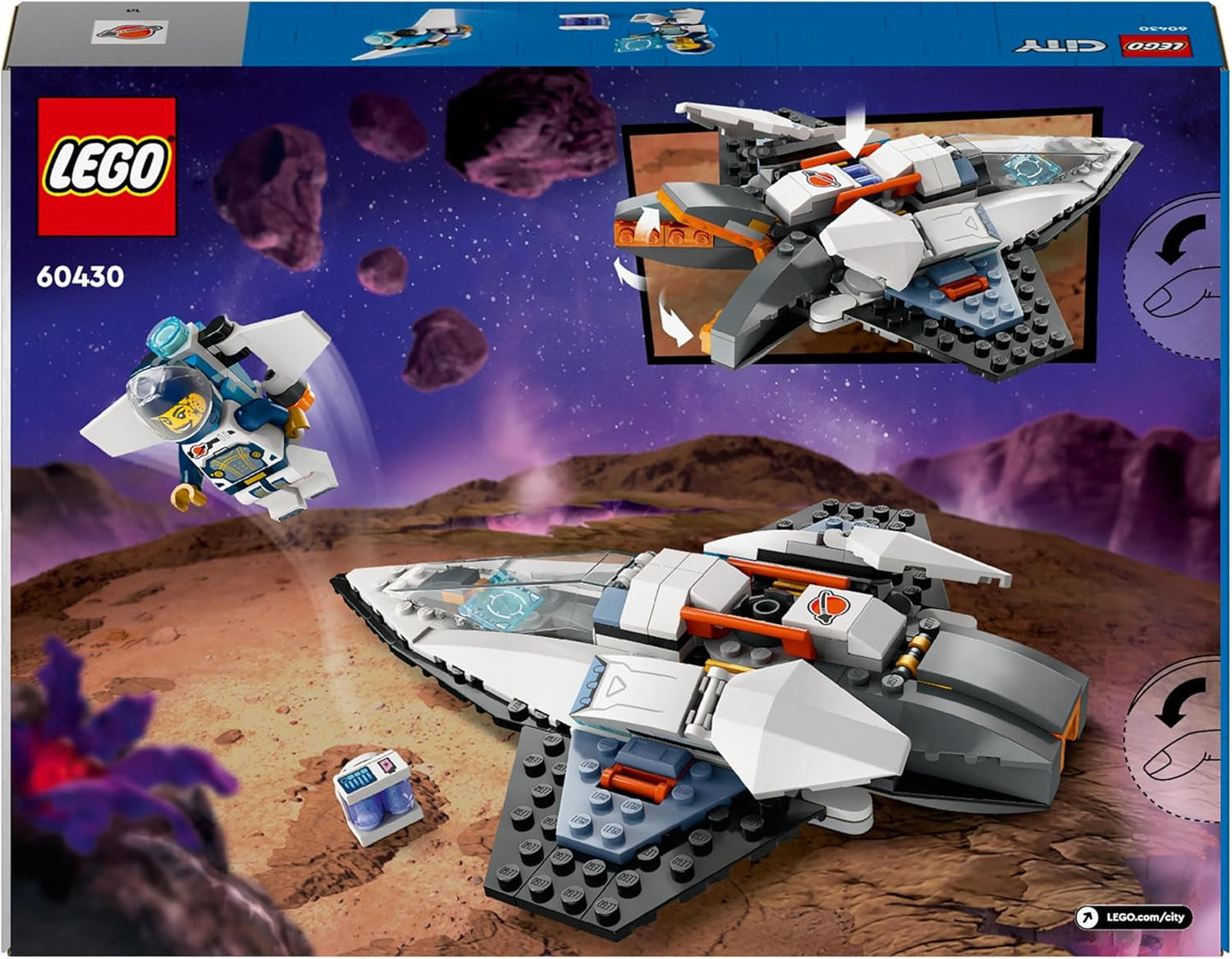 LEGO City Spaceship, rumfærge rumlegetøj til børn at bygge, drenge og piger fra 6 år, sæt med astronautfigur 60430 Byggesæt Besuche den LEGO-Store