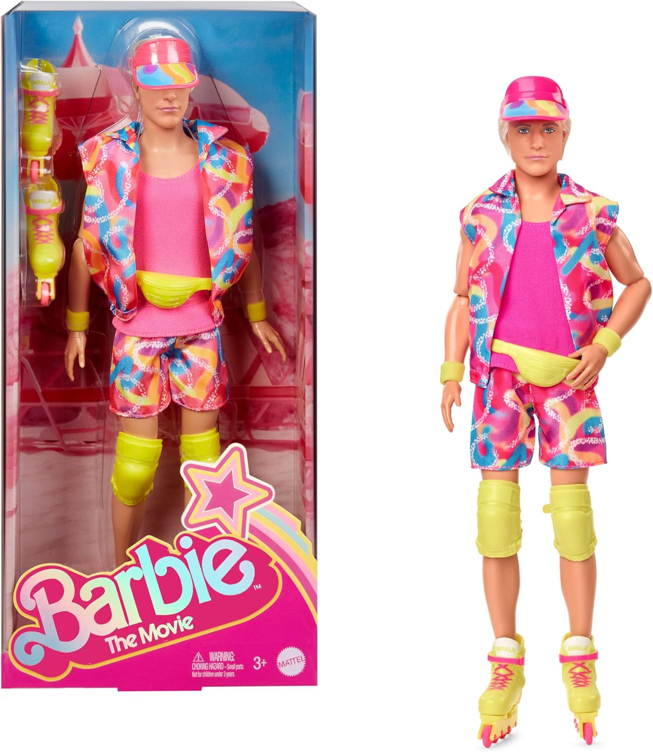 Filmsamlerobjekt Barbie Ken-dukke med retrostil skøjtetøj og rulleskøjter, JBJ51, [Multicolor]