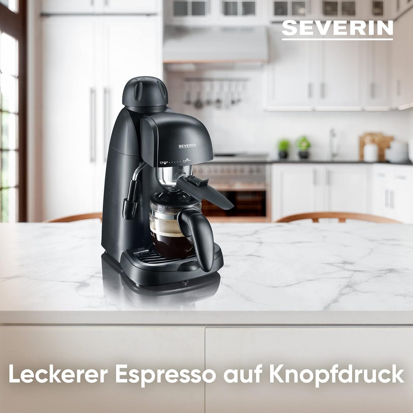 SEVERIN KA 5978 espressomaskine (inkluderer serveringsskål og måleske, op til 4 kopper) sort, Standard