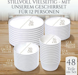 Krystal 48 dele porcelænsservisesæt TESTVINDER Klart porcelænsservisesæt Skåle og tallerkner Middagsservice til 12 Pure Living servisesæt i hvid
