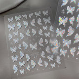 Aurora Muschel Schmetterling Nagelsticker Weiß Schmetterlinge Nail Sticker Gelee Relief Butterfly Nagelaufkleber Y2K Butterflies Nagel Sticker Nägel Nageldesign Nagel Zubehör Nail Art Stickers Nailart
