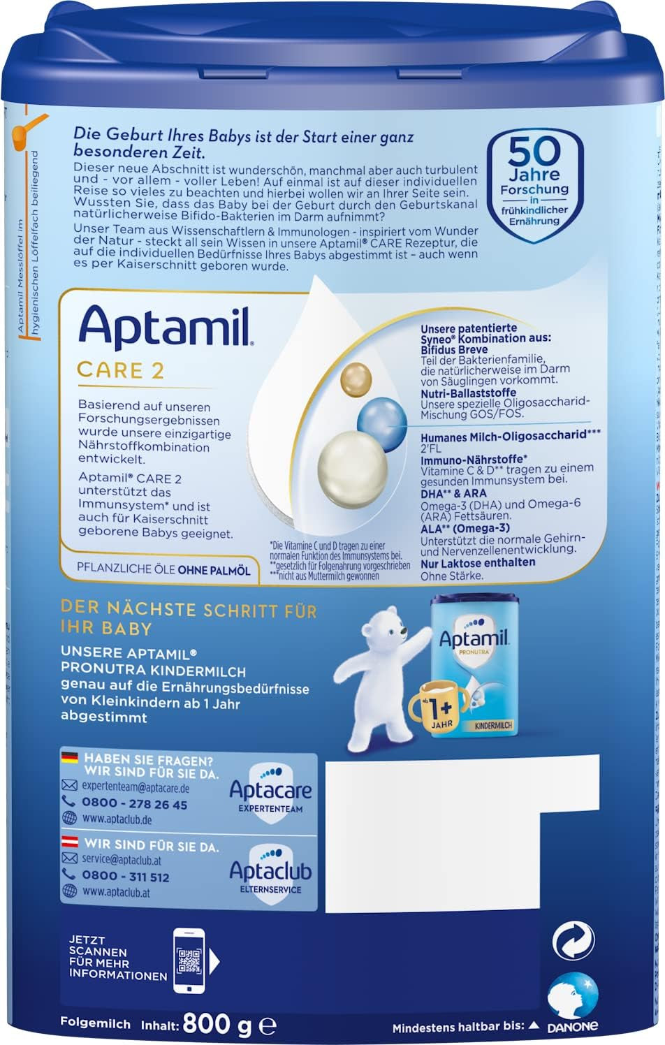 Aptamil Care 2 – Også velegnet til babyer født ved kejsersnit – 1 x 800 g