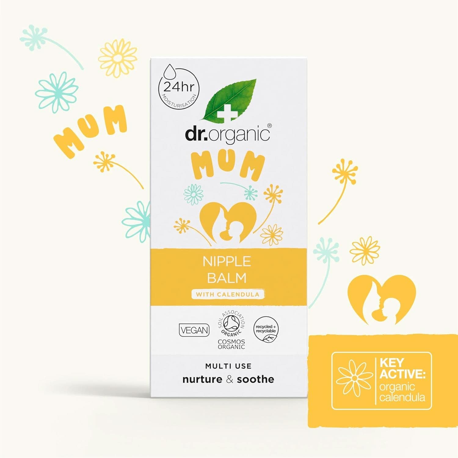 Dr Organic Nipple Balm med Calendula, Lanolin, Natural Relief, Til sår og revnede brystvorter, 30 ml Tilbehør Mad og Amning Bebe Naty Shop