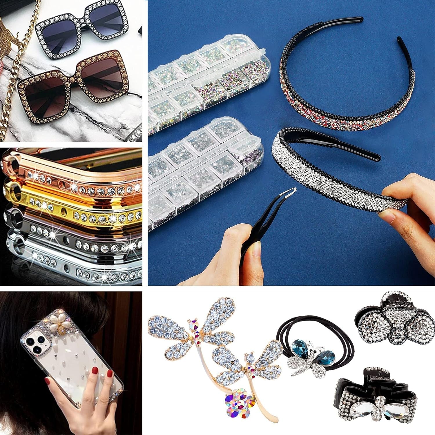 ANGNYA 4000 Stück Strasssteine Nägel Nail Art Strasssteine Dekorationen Nagelsteine Für Nail Art Zubehör Und Klare Kristall Strasssteine Handwork Mit Pick up Pinzette Und Strass Picker Dotting Pen…