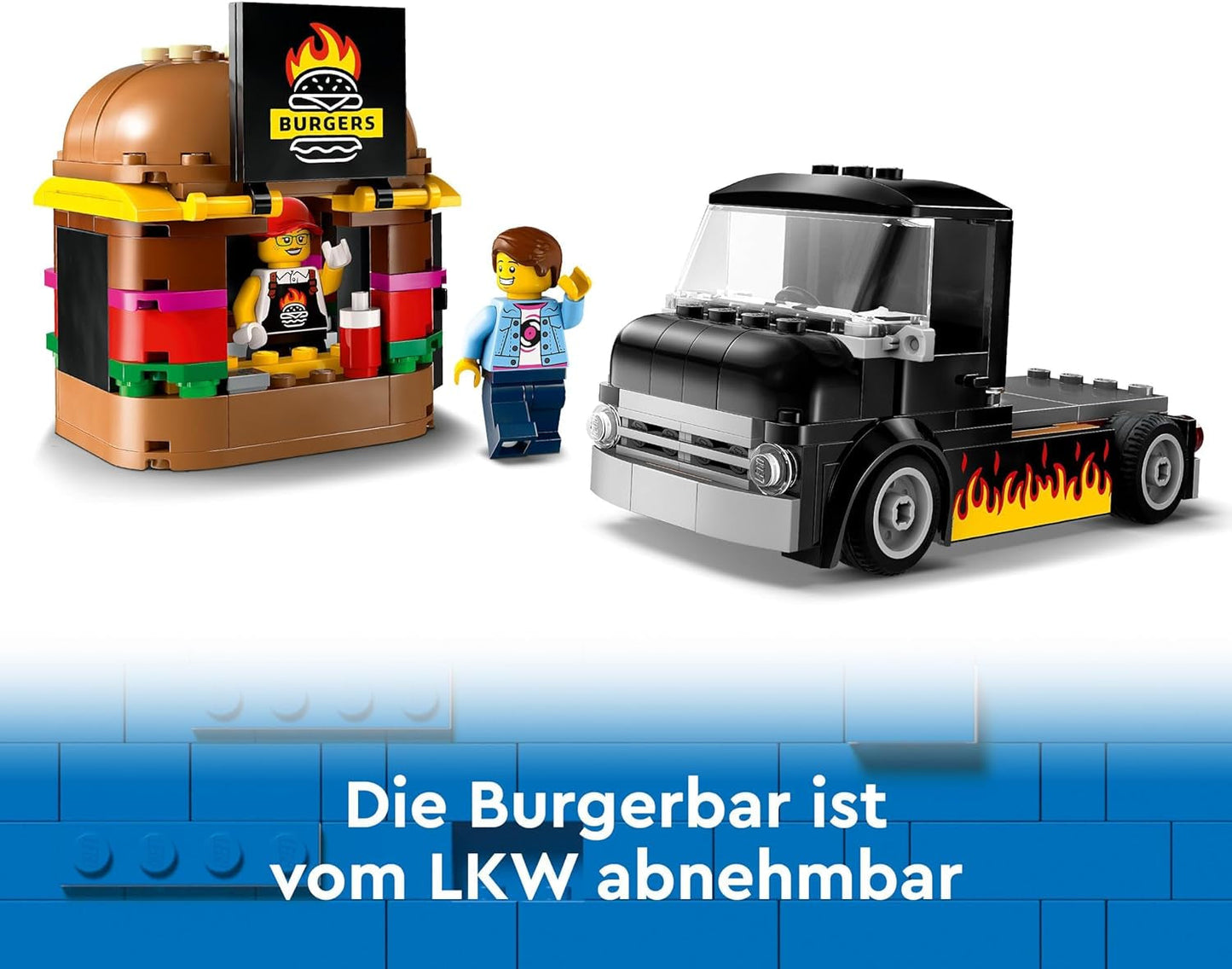 LEGO City Burger Truck Byggesæt med Legetøjsbil til 5-årige, Food Truck Minifigur og tilbehør, Sjov gave til drenge og piger 60404 Byggesæt Besuche den LEGO-Store