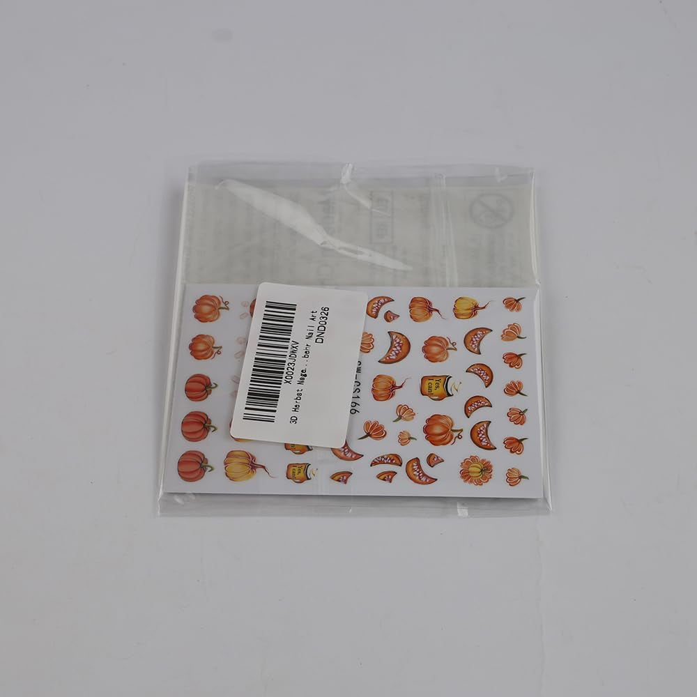 3D Autumn Nail Stickers Græskarblade Negle Stickers Geometrisk linje Blomster Negle Stickers Thanksgiving Day Design Negle Stickers Efterår Pumpkin Nail Stickers Negletilbehør Negle Art