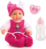 Funktionspuppe Hello Baby mit Geräuschen, bewegt den Mund, interaktiv Puppe, Babypuppe, med Tilbehør, 46cm, pink