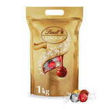 Klassisk sortiment af Lindt chokoladekugler LINDOR | ca. 80 kugler chokolade (mælk, hvid, mørk 60%, hasselnød) | Bulkpakke, 1 kg
