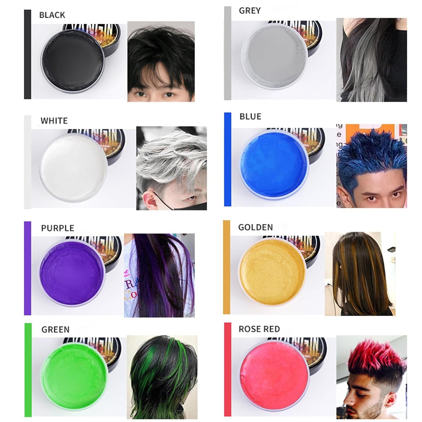 Grøn midlertidig hårfarve, styling af hårfarve til mænd, kvinder, naturlig hårpomade, hårfarvevoks til fest, cosplay og halloween, jul, creme midlertidig hårfarve (100 g, grøn) Naty Shop hårfarve