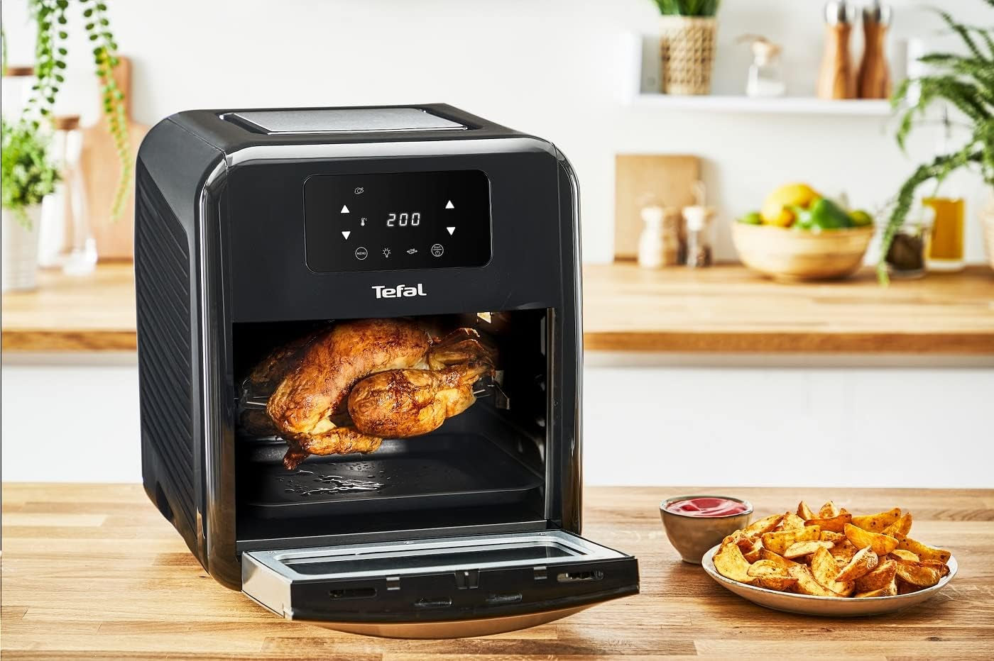 Tefal Easy Fry Ovn & Grill 9-I-1 Hot Air Fryer, 11 L Til 6 portioner, 7 tilbehør, 8 programmer, opskrifter online Hvidevarer Naty Shop