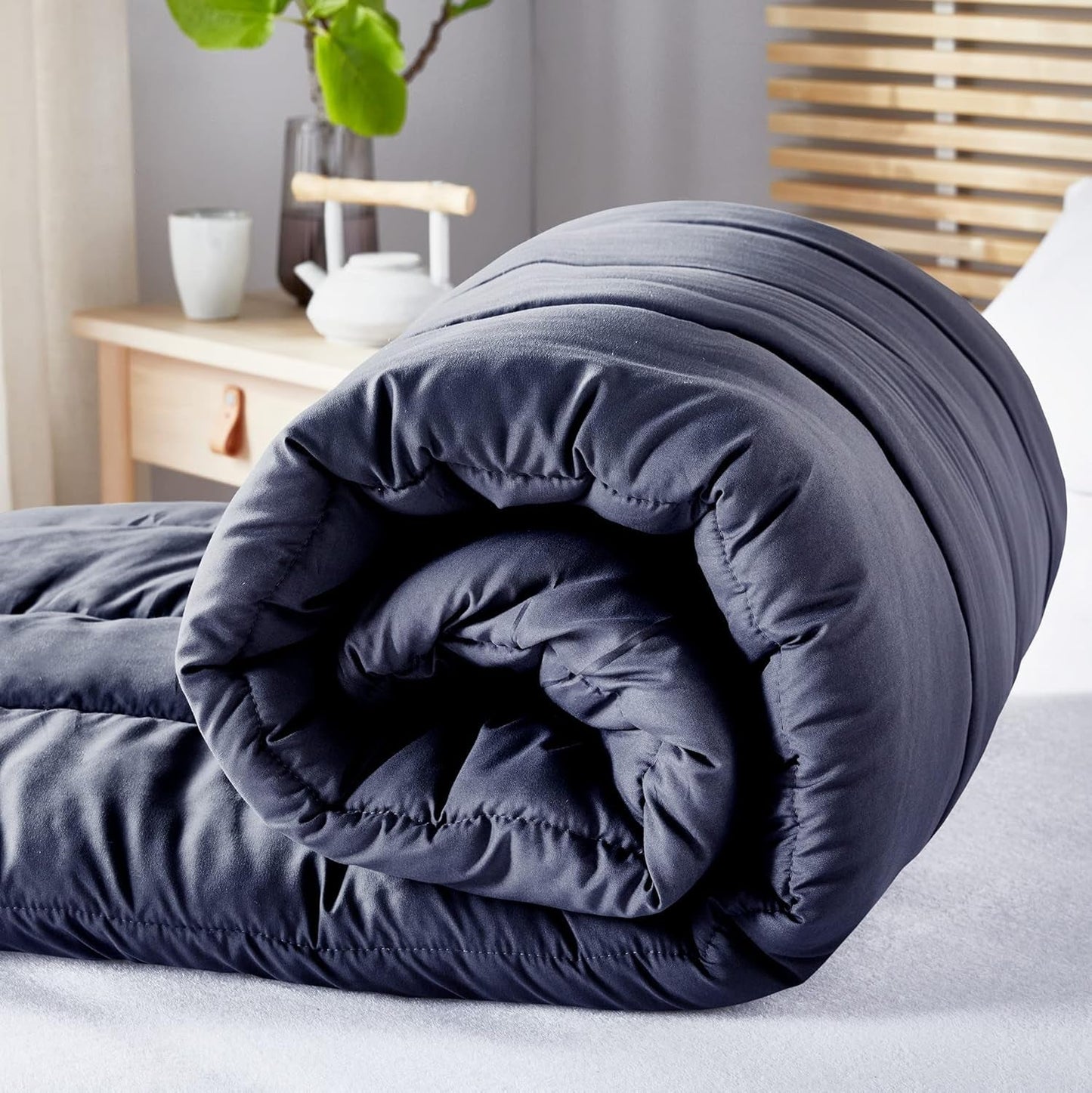Pikolin Home - Vendbar quilt 300 G - Tofarvet nordisk fyld - Til seng 150 - Hyggelig, varm, åndbar, sennepsgul, 240 X 220 Cm Dyner og dyner Naty Shop