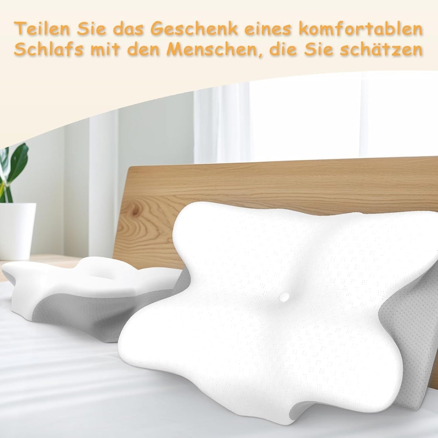 Ergonomisk memoryskum cervikal nakkepude med aftageligt vaskbart betræk til ortopædisk søvn, nakkesmerter og mavesmerter (55X35X13 cm) Naty Shop cervikale ortopædiske puder
