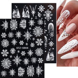 4 Blatt 3D Nagelsticker Weihnachten Nagelaufkleber Christmas 5D Stereoskopisk Selbstklebend Schneeflocke Schneemann Nail Art Sticker Dekoration Nageldesign Zubehör