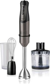BLACK+DECKER Stand mixer | BXHBA1500E | 1500 Watt | 20 hastigheder | Turbo | Edelstahl | Spritzschutz | Inklusive Pürieraufsatz, Schneebesen, Zerkleinerer Und Messbecher Kitchen Naty Shop Single 3 Zubehörteile 1000W