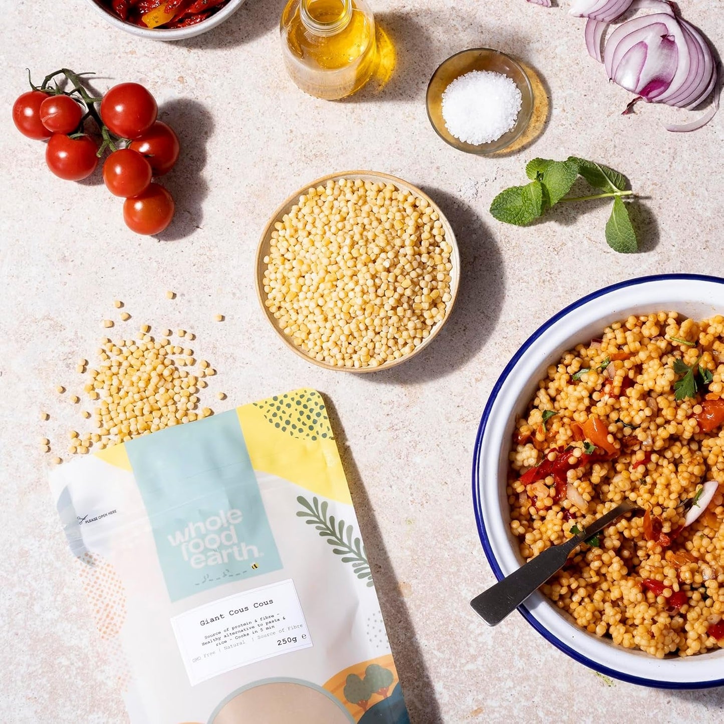 Wholefood Jord kæmpe couscous 1kg | Ikke-GMO | Naturlig | Kilde til fiber