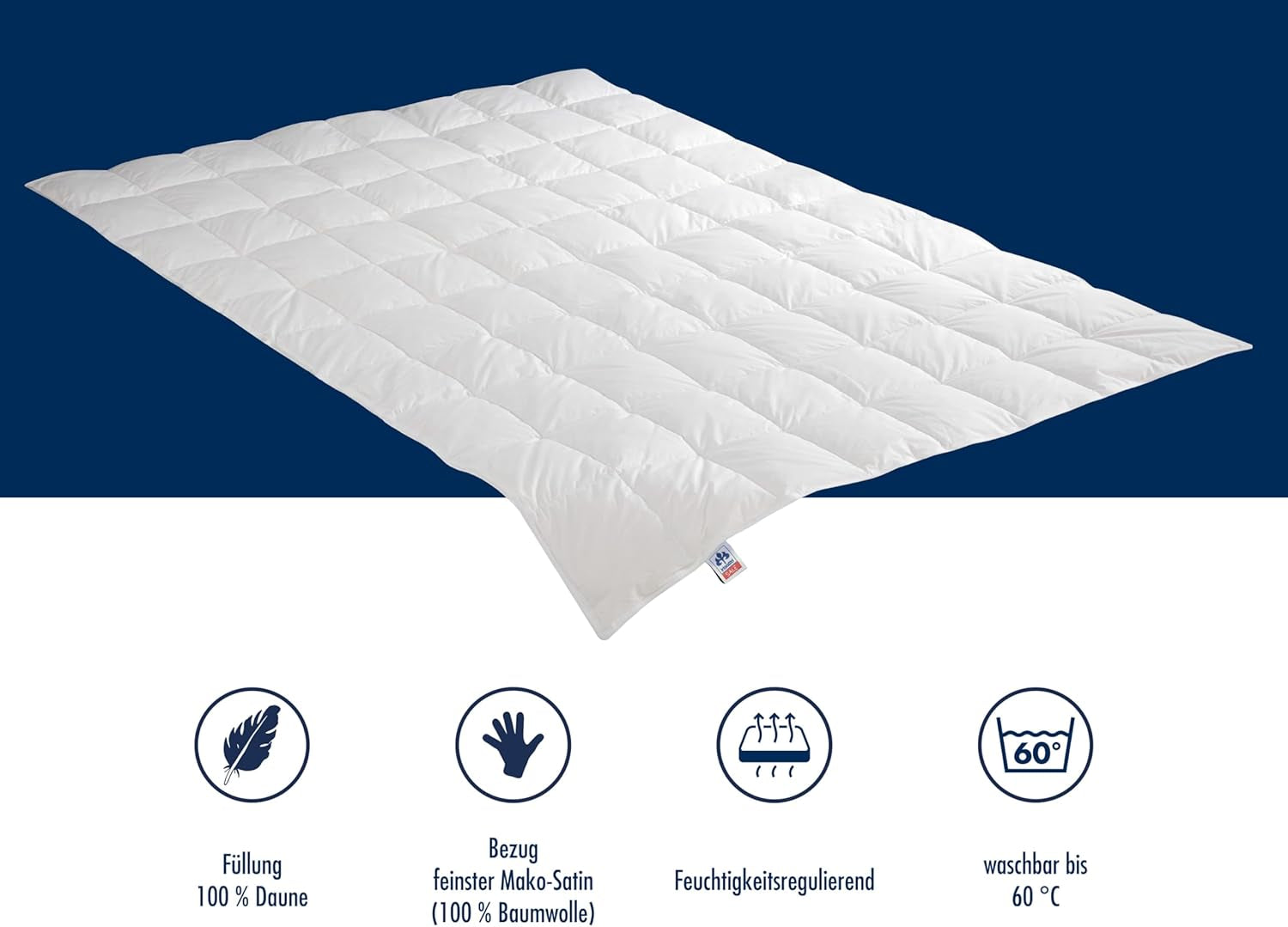 Irisette Nora dundyne Let sommerdyne med 100% bomuldsbetræk, 100% klasse I dunfyld, 135 X 200 cm, Øko-Tex certificeret, produceret efter den tyske kvalitetsstandard Dyner og dyner Naty Shop