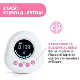Chicco elektrisk brystpumpe med stimulerings- og ekstraktionsfaser, 10 intensitetsniveauer, behagelig og hurtig, ergonomisk form, med skrå patte og stram hætte, hvid, 150 ml Tilbehør Mad og amning Bebe Naty Shop