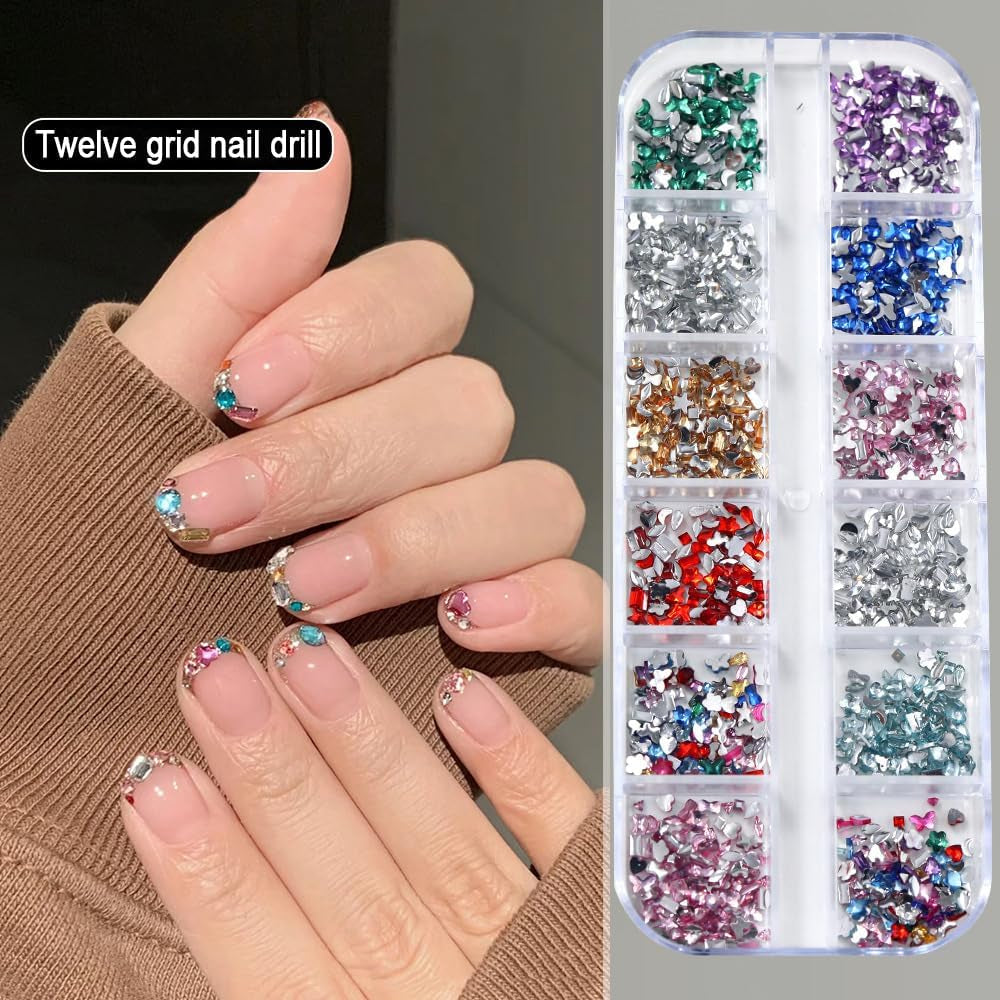 2000 stk Bunte Strasssteine ​​Nagel Glitzersteine ​​Nail Charms Nailart Edelsteine ​​Nagel Steine ​​Gllitzer Steine ​​Nagel Charms Nägel Tilbehør Kristalle Diamant Nageldesign Strass Nail Art Rhinestones Nail Gems