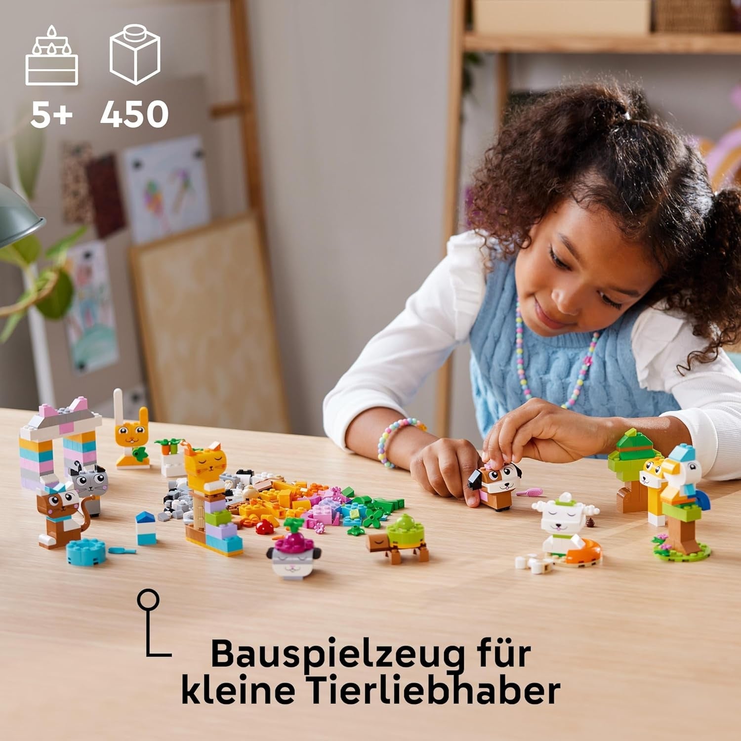 LEGO Classic Creative Animals, æske med farverige klodser, bygge klodsdyrsfigurer som hund, kat, kanin, hamster og fugl, byggelegetøj til drenge og piger fra 5 år 11034 Byggesæt Besuche den LEGO-Store