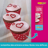 Decocino Red Sugar Lettering - Madfarvebogstaver - Praktisk rør til mærkning af fondant og glasur - Bagepynt til kager, kager og cupcakes! (Pakke med 2)