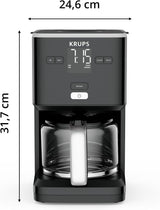 Krups Smart'n Light kaffemaskine med timer, til 1,25 liter filterkaffe, holde varm funktion, automatisk sluk, sort, KM600810