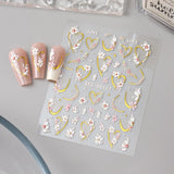 JMEOWIO 3D Nagelsticker Blume Nail Art Sticker Selbstklebend Nagelaufkleber 5D Stereoskopisk Frühling Sommer Floral Dekoration Nageldesign Zubehör 4 Blatt