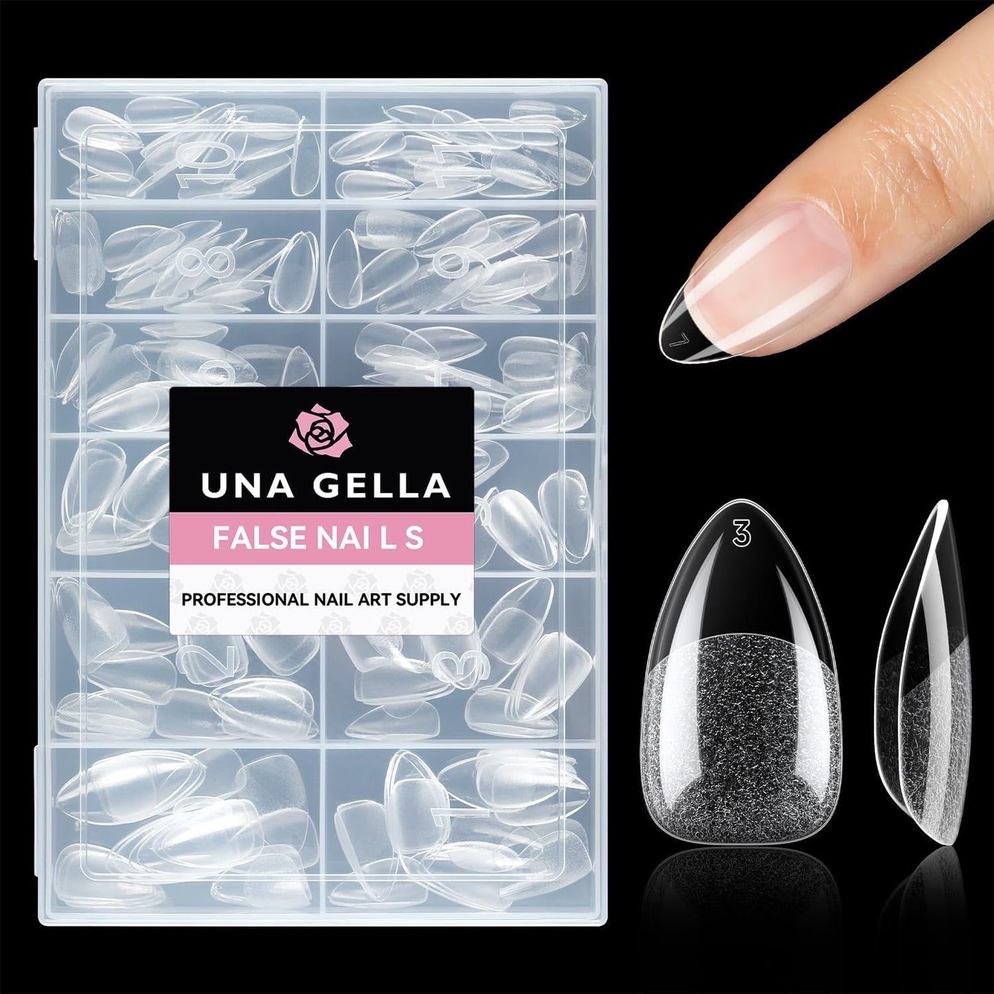 Ballerina Gel Neglespidser 216 stk. 12 Størrelser Soft Gel Negle Tips Full Cover Negle Extension Sæt Semi Matt DIY Home Art