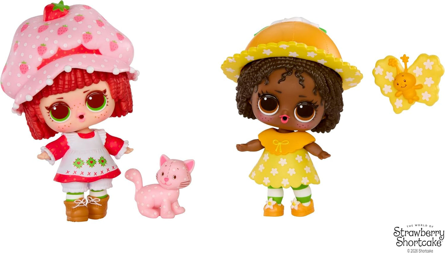 LOL overraskelse! Elsker Strawberry Shortcake Tots - Duftende samlerdukker med 7 overraskelser, kæledyr, mode, sko, hat, legesæt med Strawberry Shortcake Convertible House, i alderen 4+