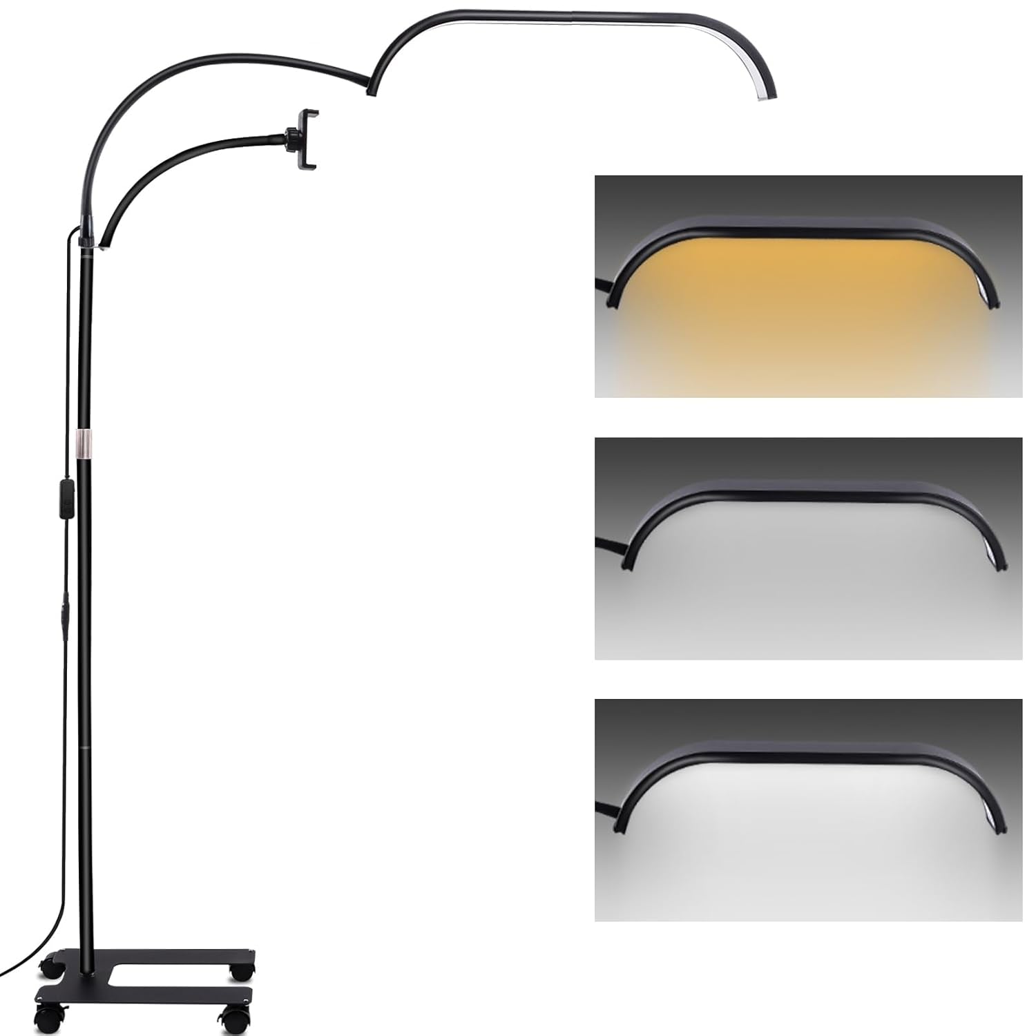 Kalolary Lampadaire, Lash Lumière Pour Extensions De Cils Regglable À 360°, 3000K-6000K Demi-Lune Lampe, Lamp De Beauté (Halvmånelampe)