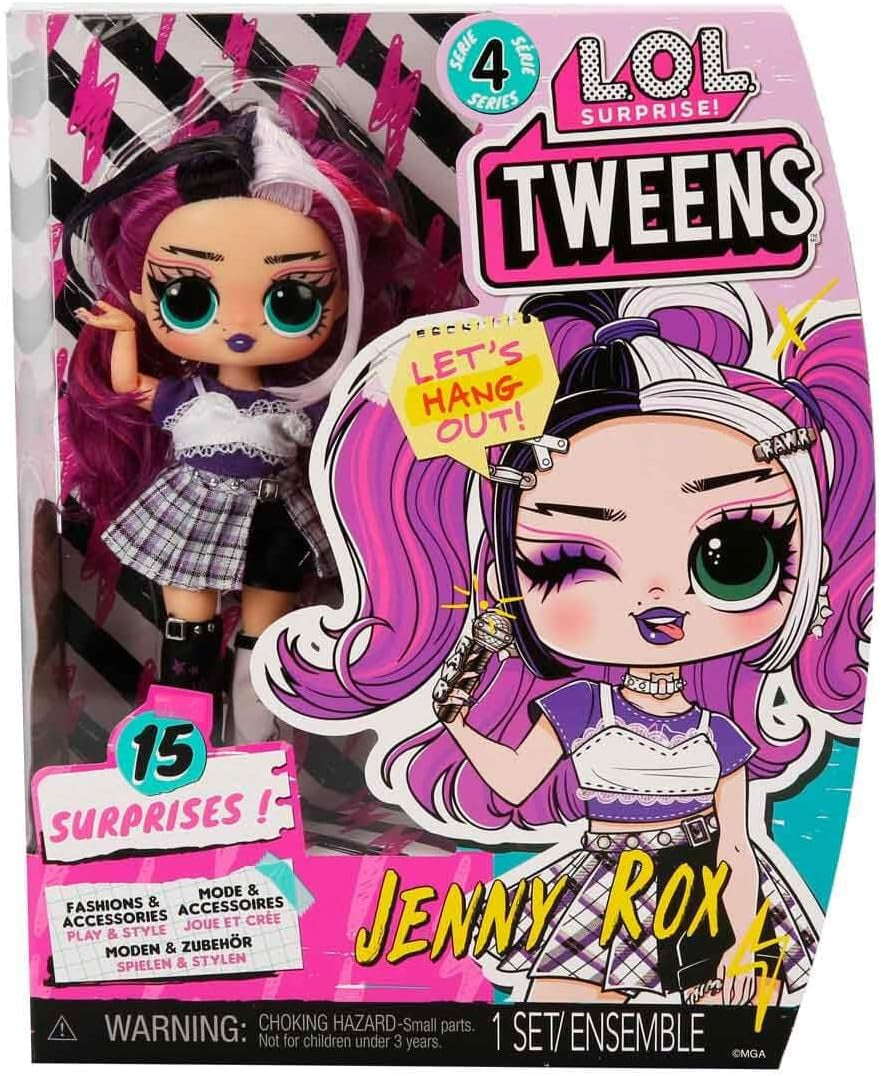 LOL overraskelse! Pre-teen Fashion Doll Series 4 - Jenny Rox - Udpakker 15 fantastiske overraskelser og tilbehør - Fantastisk gave til alderen 4 og opefter