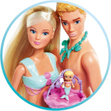 Simba 105733524 - Steffi Love Mermaid Family, gravid havfruedukke med Kevin som havfrue, med barneseng, 29 cm påklædningsdukker, legedukker, til 3+ år gamle dukker Naty Shop