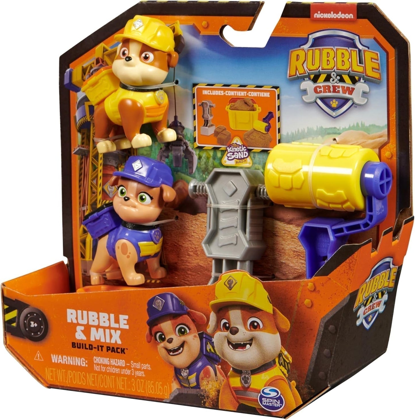 Rubble & Crew - Rubble & Mix figur actionfigurer sæt, 2 byggelegetøj og 85G kinetisk byggesand, legetøj egnet til børn fra 3 år og opefter action figurer Naty Shop