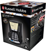Russell Hobbs kaffemaskine [Digital timer, brusehoved for optimal udsugning og aroma] Farver+ Creme (1 til 10 kopper, 1,25 L glaskaraffel, varmeplade, 1100W) Filterkaffemaskine 24033-56