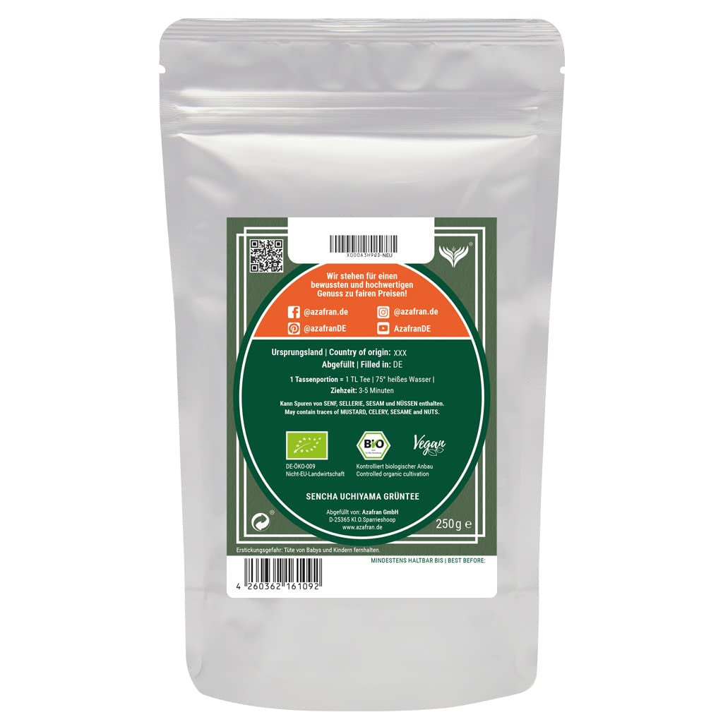 Azafran Grøn te - Økologisk Sencha Grøn te løsskåret - Original Uchiyama fra Japan 250 g