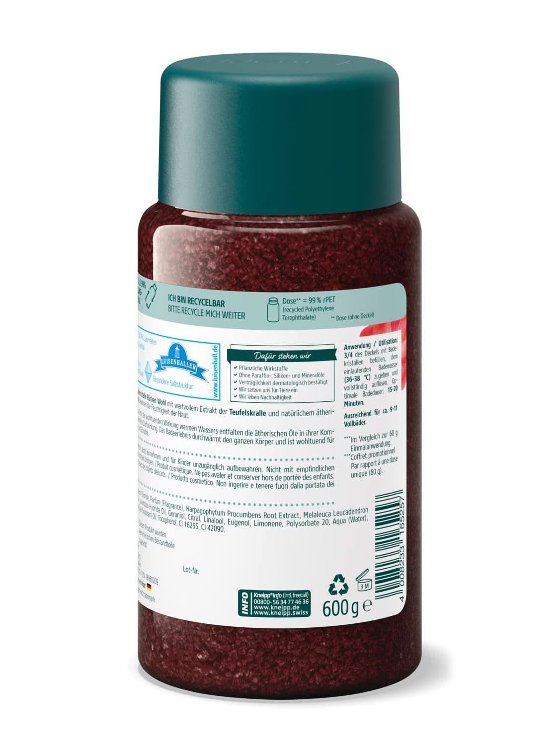 Kneipp-badesalt med Djævleklo-ekstrakt - Naturligt Luisenhall-salt og lavendel og Cajeput æteriske olier til nakke og skulder - 600G brusebad og bad Naty Shop