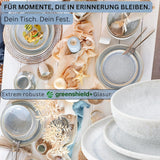 SANGER | 12 stykker Santorini Spisetøj Sæt 4 Person Tallerken Sæt MEGET GOD Vurderet Stentøj Spisetøj Sæt Inklusiv middagstallerkener, Dessert tallerkener og Suma tallerkener Creme Lila Blå Gradient | PREMIUM KOLLEKTIONEN