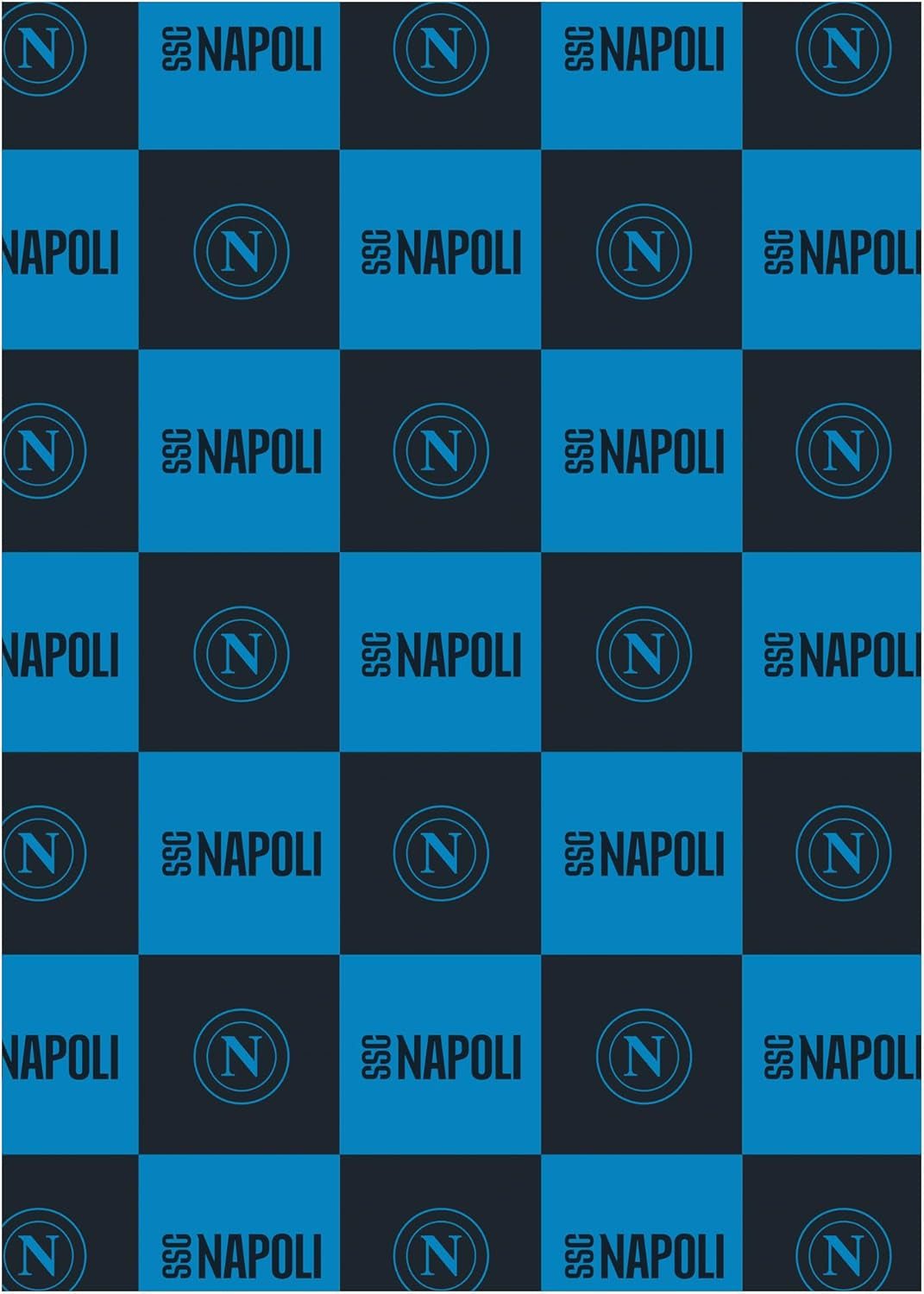 SSC Napoli, blødt tæppe med logo, varmt tæppe til sofa og seng, størrelse 150 X 210 cm, soft touch, lyseblå, officielt produkt Hermet Senge og tæpper Lyseblå 150X210