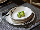 Grafisk bordservice, 18 dele til 6 personer, porcelæn, hvid