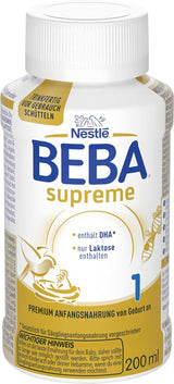 BEBA Nestlé BEBA SUPREME 1 Modermælkserstatning: Drikkeklare flasker med Omega 3, 1 pakke (1 x 200 ml)