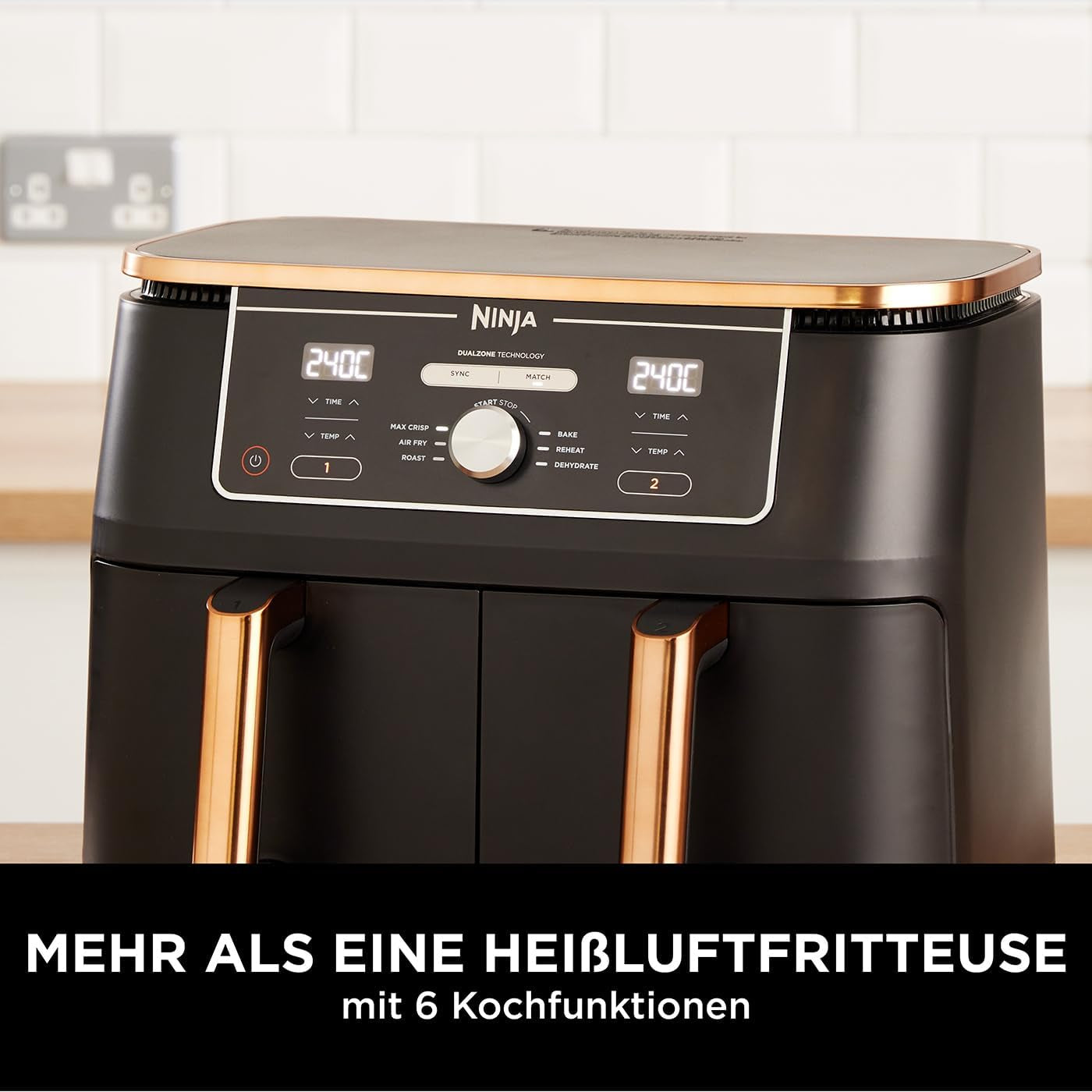 Ninja Foodi AF400EUCP MAX Dual Zone Airfryer, 9,5L Airfryer, 2 rum, med tang, non-stick belægning Husholdningsapparater Naty Shop
