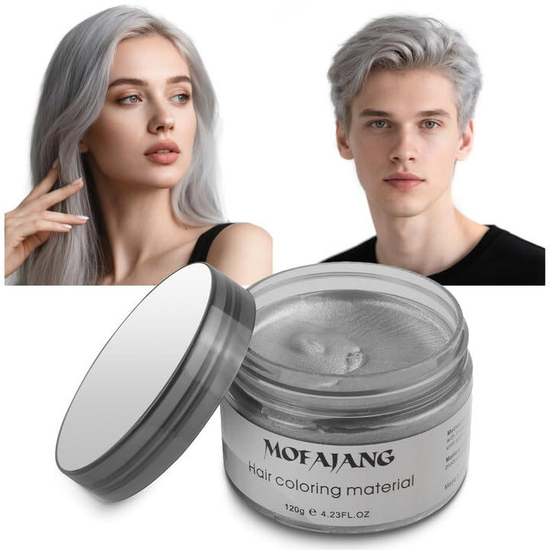 Midlertidig hårfarve, 4,23 ounce farvevoks til mænd, kvinder, vaskbar naturlig farve pomade, øjeblikkelig hårfarve til fest, Cosplay, Halloween (rød) Naty Shop Hårfarve Grå 120G (1 pakke)