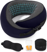 Flynakkepude, Memory Foam Rejsepude, Voksen Nakkepude, Justerbar vaskbar Flypude, Ergonomisk rejsepude (grå) Cervikal ortopædiske puder Naty Shop Navy