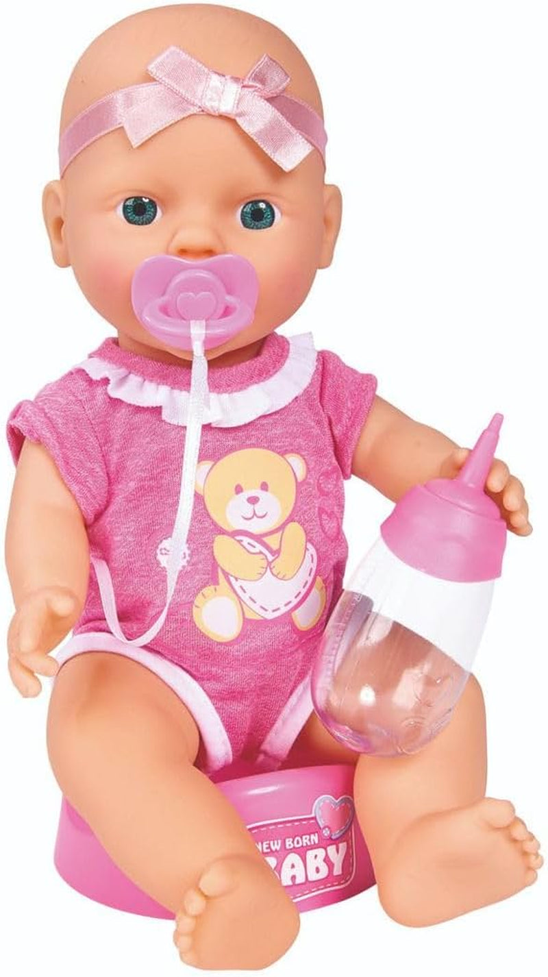 Simba 105030069 - New Born Baby Doll, vinyldukke med drikke- og fodringsfunktion, med fødselsattest og tilbehør, 4 stk, 30 cm, dukke, fra 3 år Naty Shop Dolls
