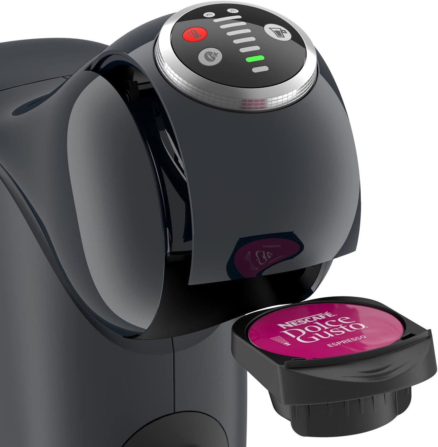 NESCAFÉ Dolce Gusto Genio S Plus fra Krups, kompakt kapsel kaffemaskine, kapacitet 0,8 liter, 1500 watt, automatisk advarsel om afkalkning, space grey, KP340B